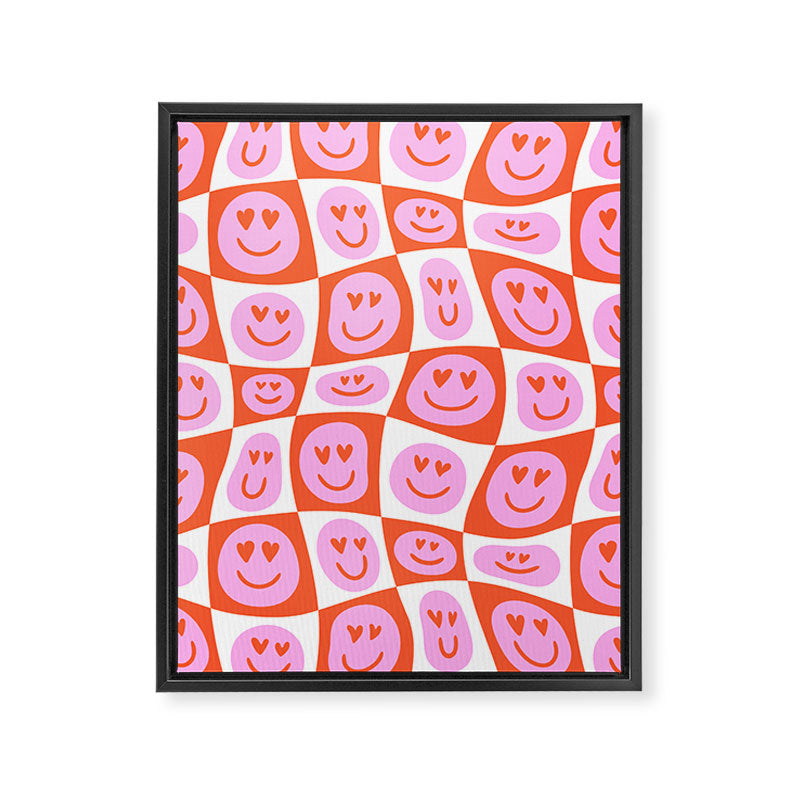 Romantic love heart eye face pattern Framed Canvas Print Gallery Image 8