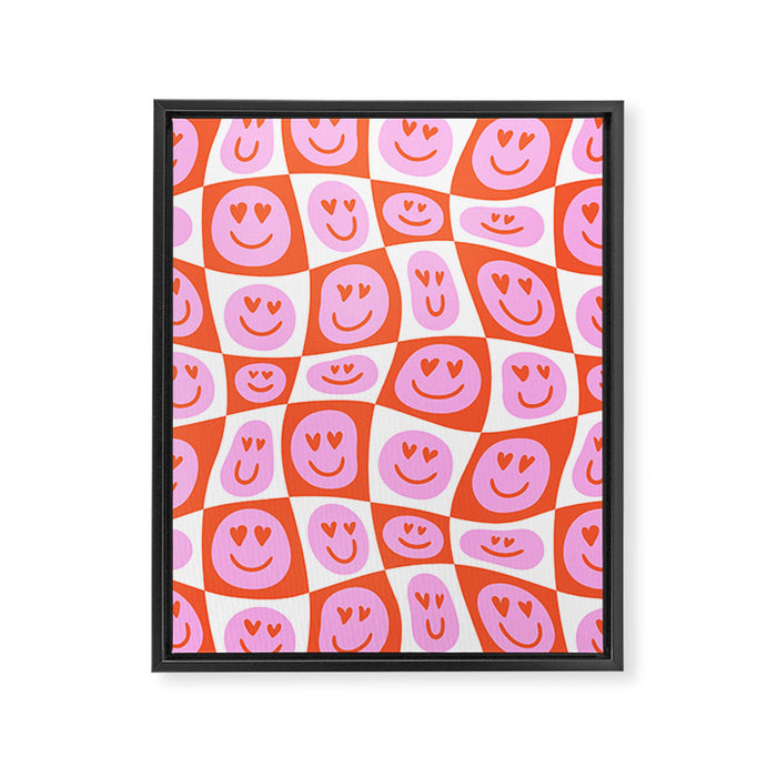 Romantic love heart eye face pattern Framed Canvas Print Gallery Image 1