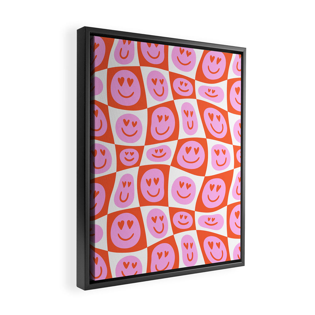 Romantic love heart eye face pattern Framed Canvas Print Gallery Image 2