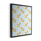 Space rocket cartoon checkered pattern Framed Canvas Print Gallery Image 2