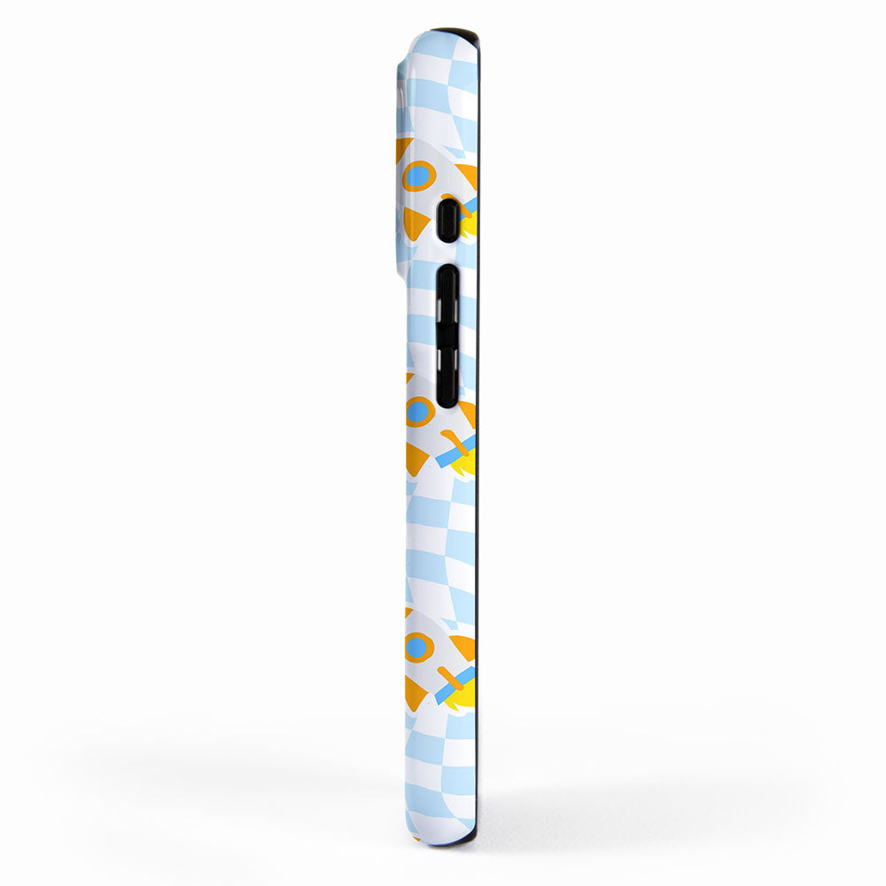 Space rocket cartoon checkered pattern iPhone Case Gallery Image 2
