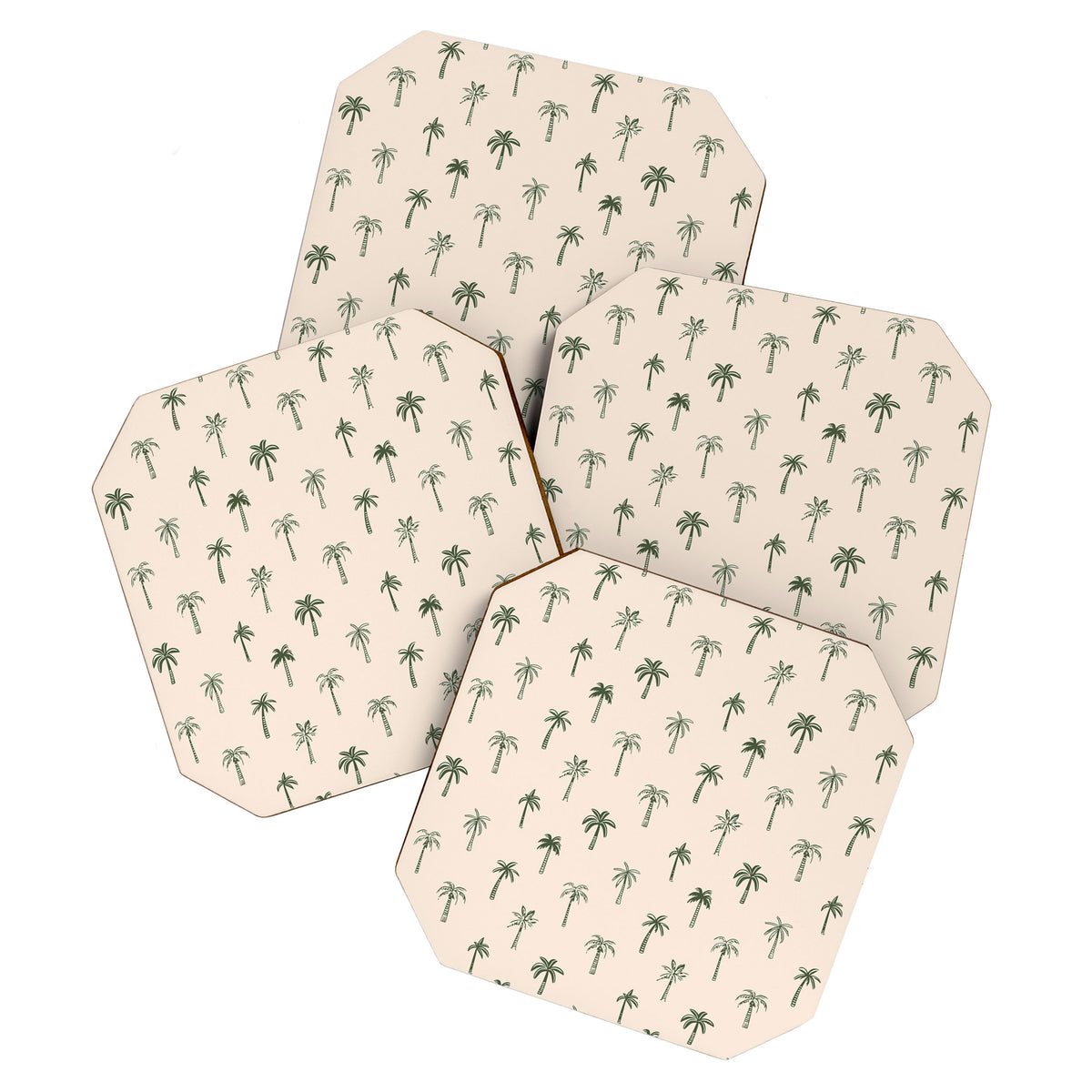 Summer palm tree doodle art pattern Coaster Gallery Image 1