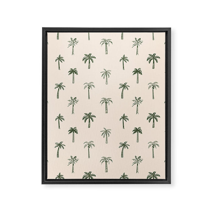 Summer palm tree doodle art pattern Framed Canvas Print Gallery Image 1