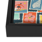 Summer travel postage stamp sticker pattern Framed Canvas Print Gallery Image 3