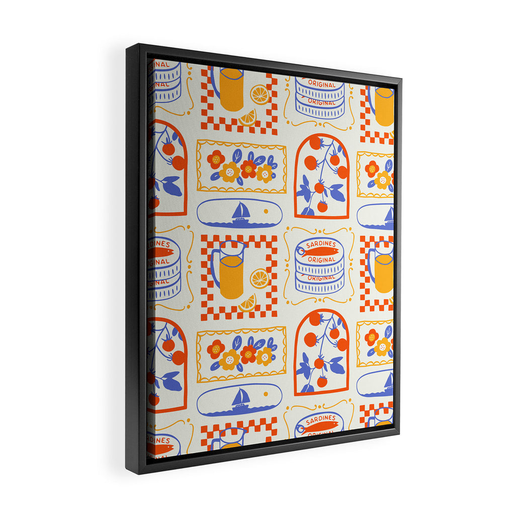 Summer vacation patchwork art pattern Framed Canvas Print Gallery Image 2