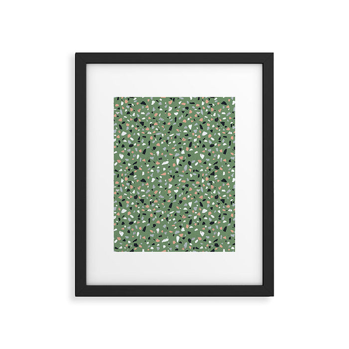 Terrazzo flooring seamless pattern with colorful marble rocks Framed Art Print Gallery Image 1