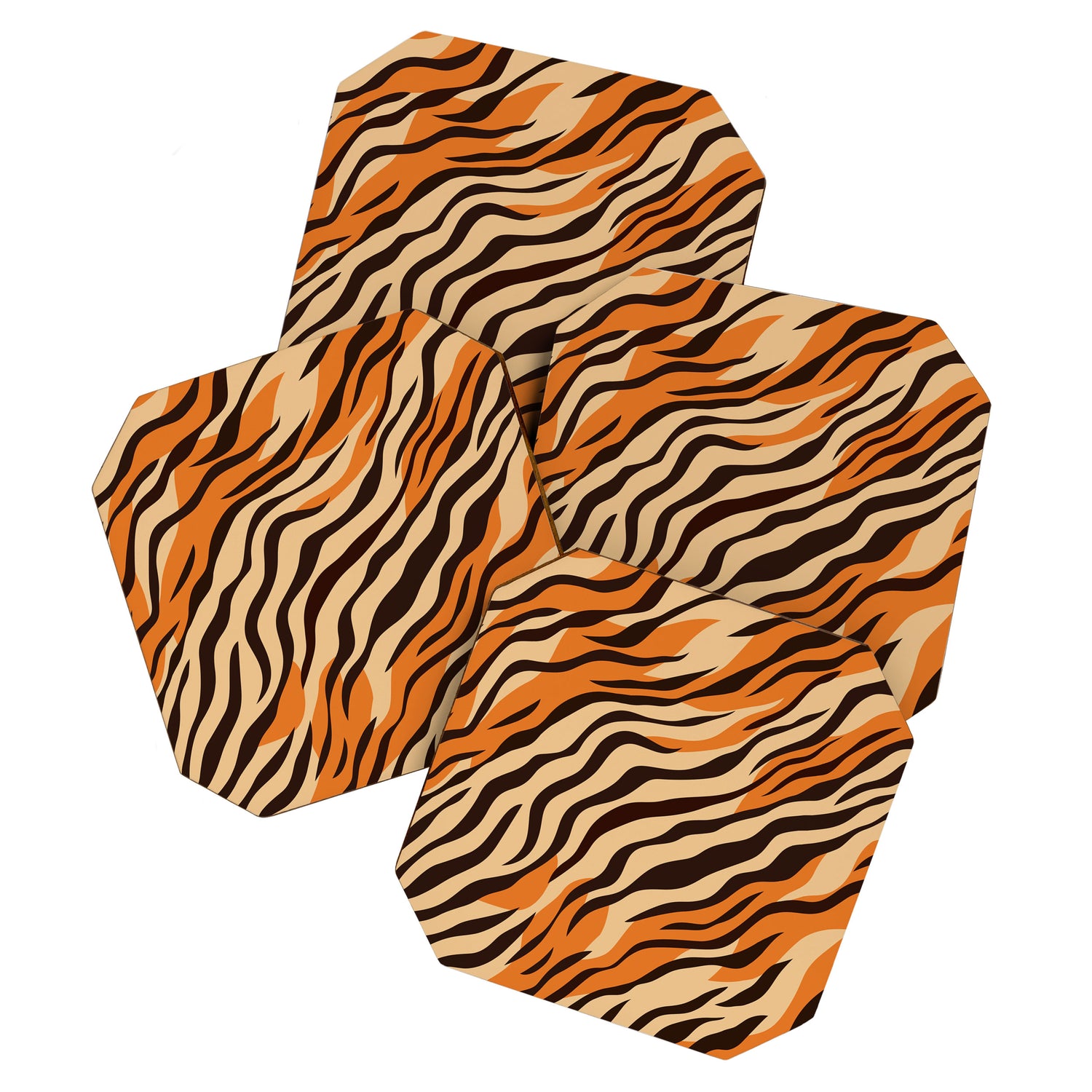 Tiger stripe animal print art pattern Coaster Gallery Image 1