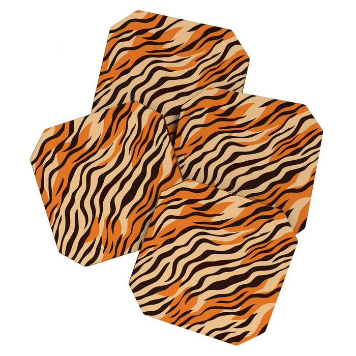 Tiger stripe animal print art pattern Coaster Gallery Image 1