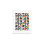 Trendy checkered flower art pattern Art Print Gallery Image 1