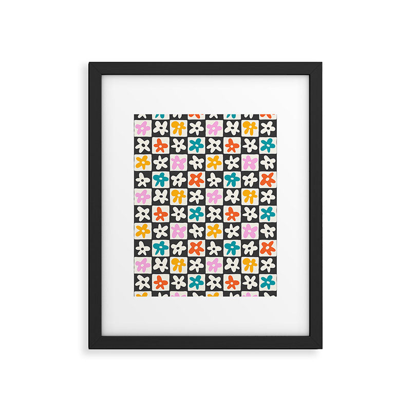 Trendy checkered flower art pattern Framed Art Print Gallery Image 6