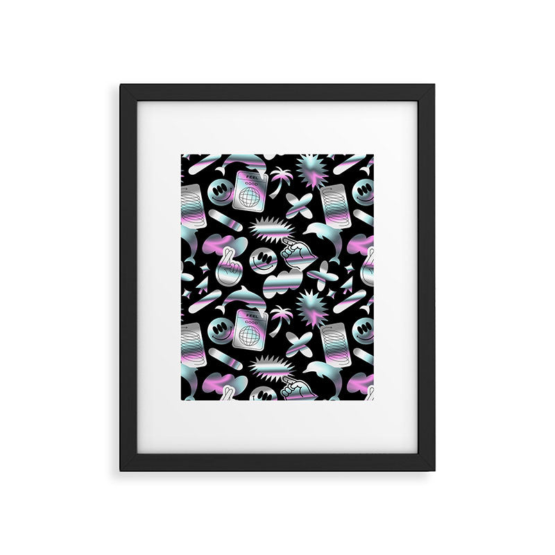 Trendy holographic y2k sticker pattern Framed Art Print Gallery Image 6
