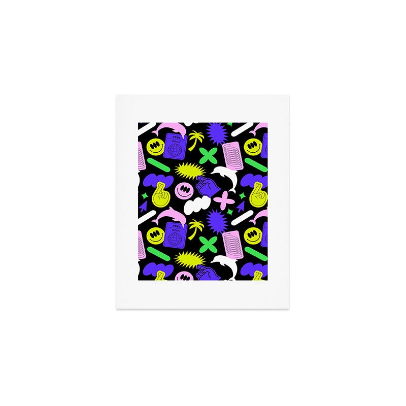 Trendy y2k sticker art pattern Art Print Gallery Image 1