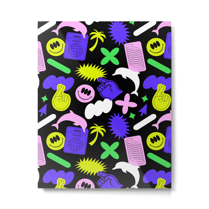 Trendy y2k sticker art pattern Metal Print Gallery Image 1