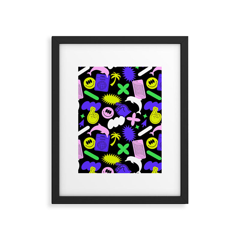 Trendy y2k sticker art pattern Framed Art Print Gallery Image 6