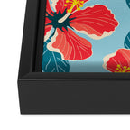 Tropical hibiscus summer flower art pattern Framed Canvas Print Gallery Image 3