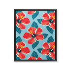 Tropical hibiscus summer flower art pattern Framed Canvas Print Gallery Image 8