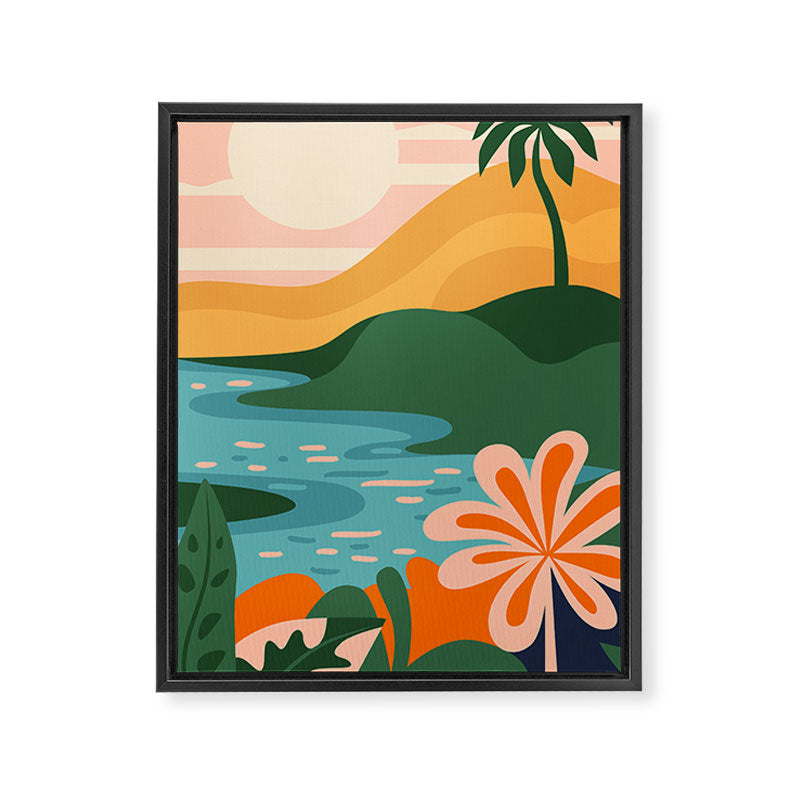 Tropical summer beach nature landscape art Framed Canvas Print Gallery Image 6
