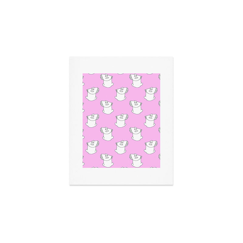 Vaporwave greek statue doodle pattern Art Print Gallery Image 1