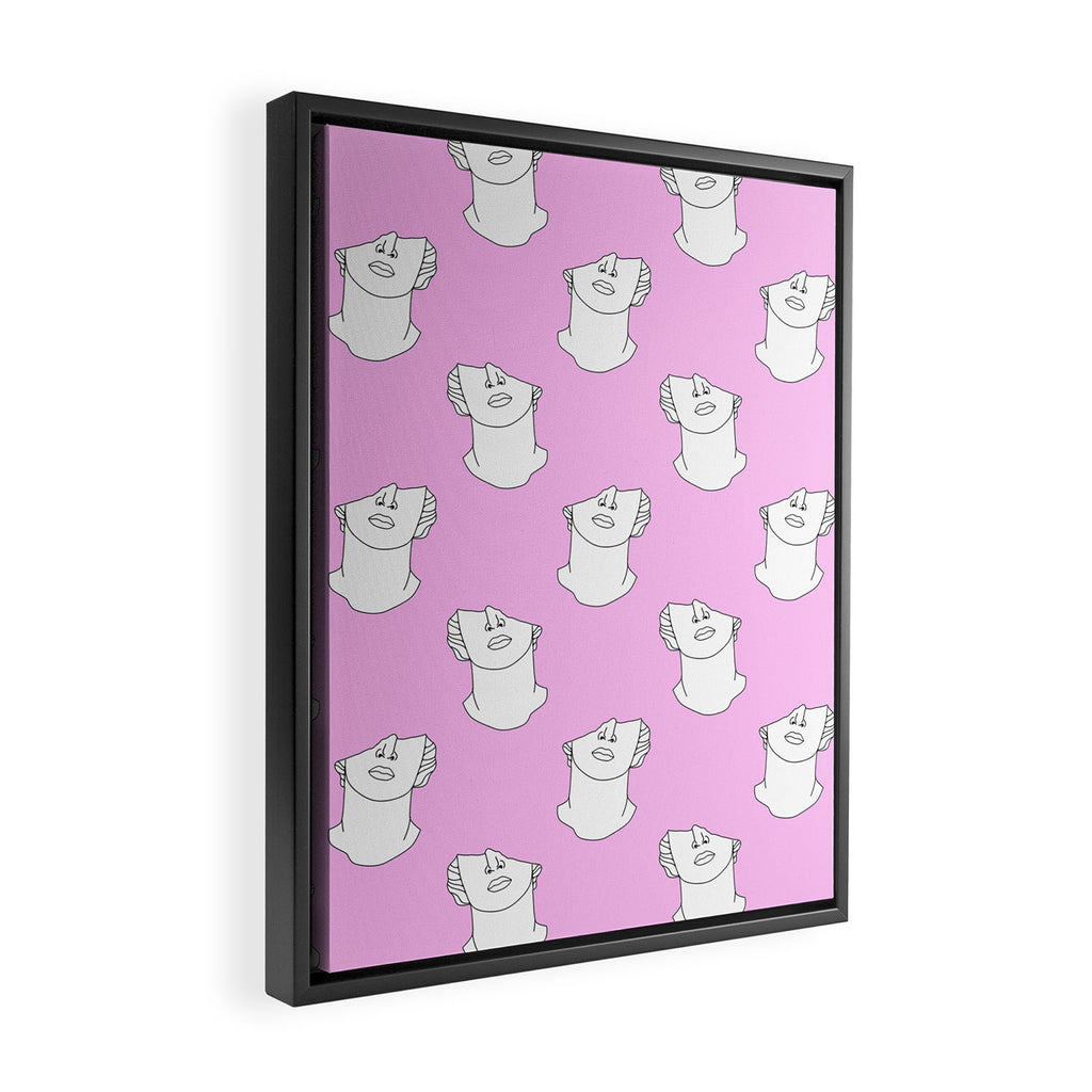 Vaporwave greek statue doodle pattern Framed Canvas Print Gallery Image 2