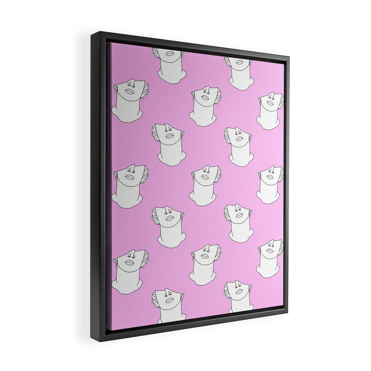 Vaporwave greek statue doodle pattern Framed Canvas Print Gallery Image 2