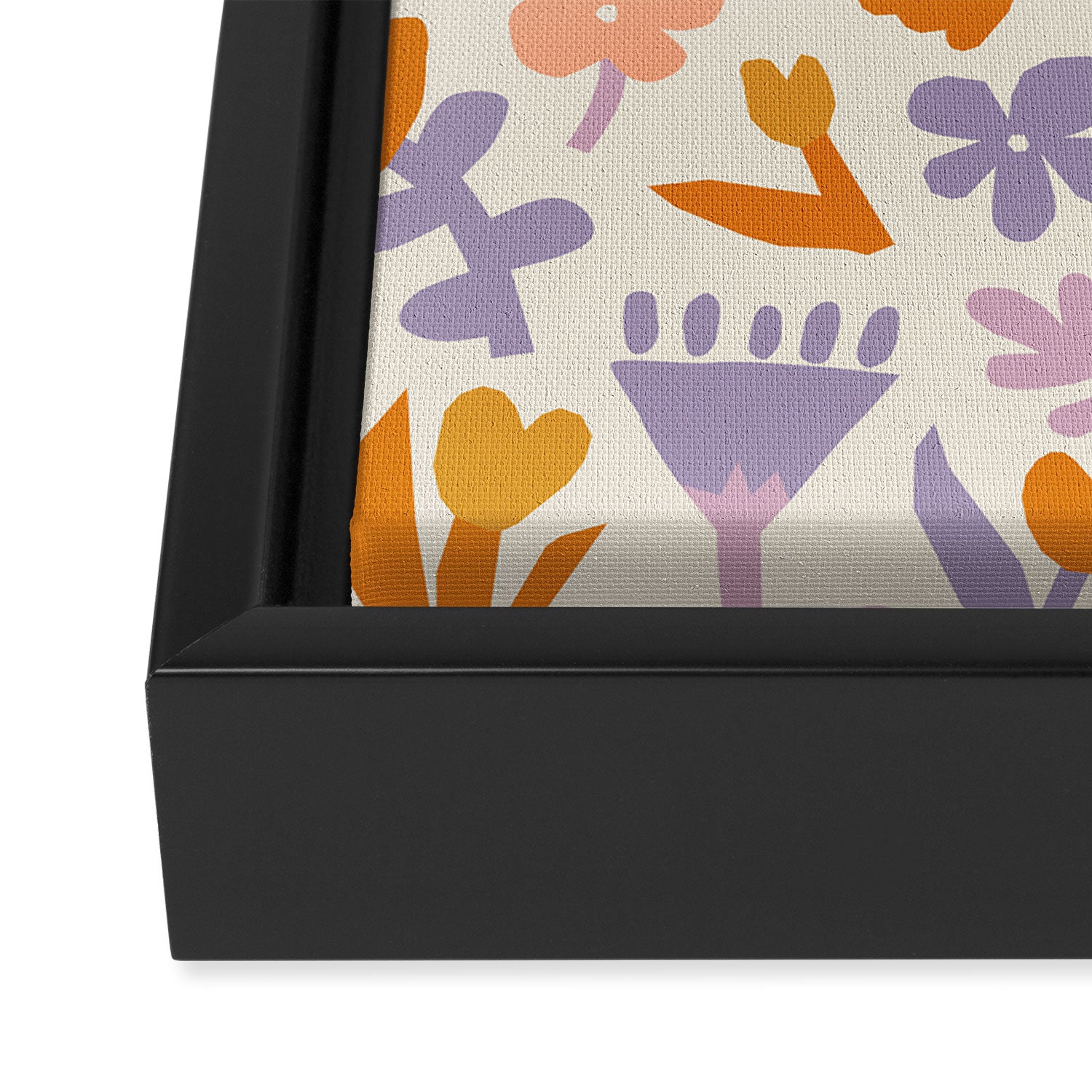 Vintage abstract flower art pattern Framed Canvas Print Gallery Image 3