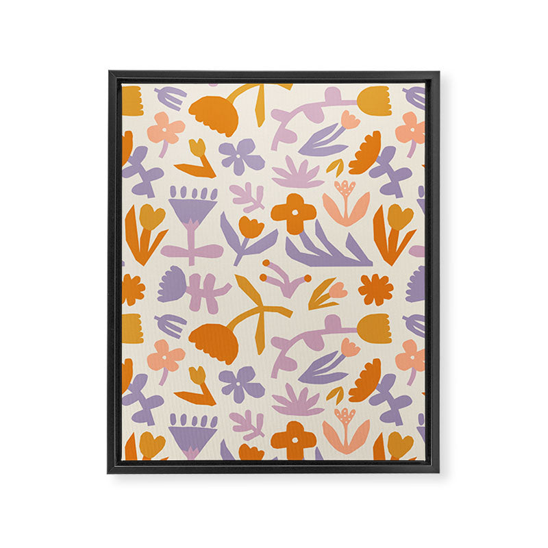 Vintage abstract flower art pattern Framed Canvas Print Gallery Image 8