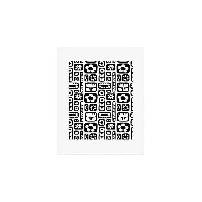 Vintage black and white floral art pattern Art Print Gallery Image 1