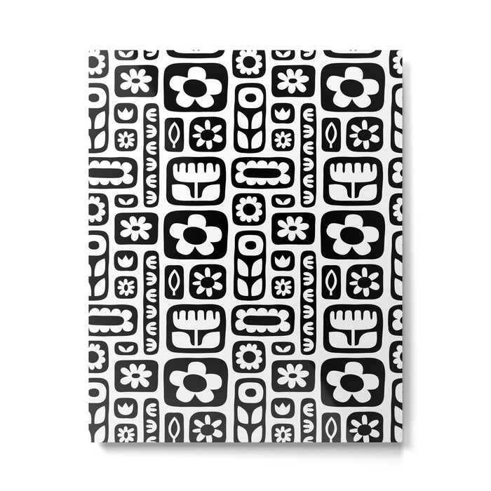Vintage black and white floral art pattern Metal Print Gallery Image 1