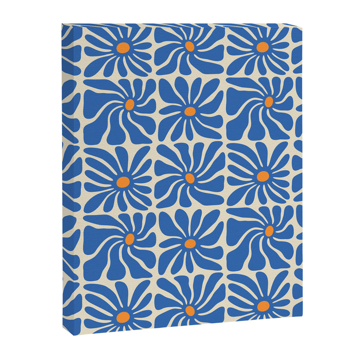 Vintage blue flower art pattern Canvas Print Gallery Image 1