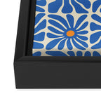Vintage blue flower art pattern Framed Canvas Print Gallery Image 3