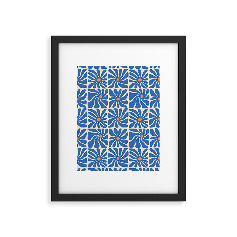 Vintage blue flower art pattern Framed Art Print Gallery Image 6