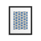 Vintage blue flower postage stamp pattern Framed Art Print Gallery Image 6