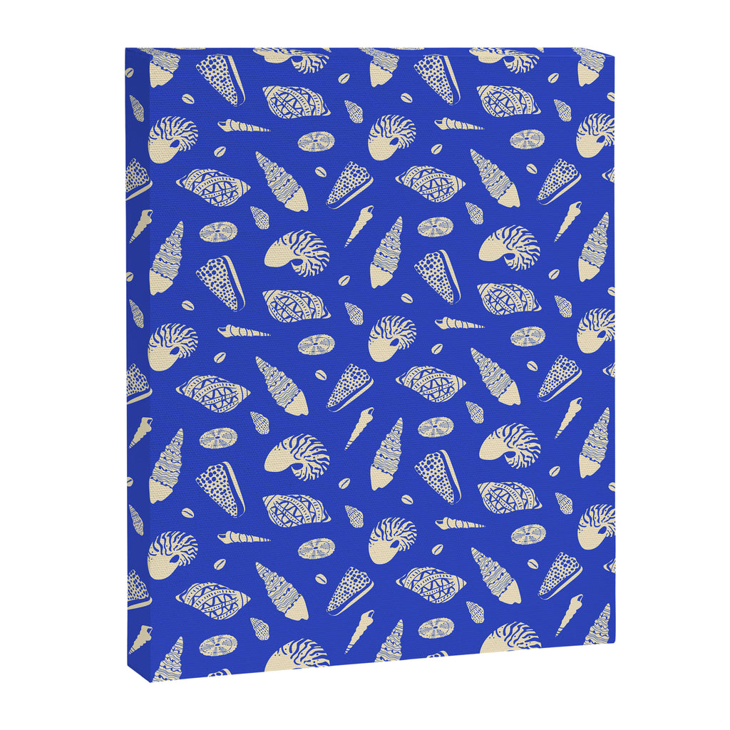 Vintage blue sea shell summer art pattern Canvas Print Gallery Image 8