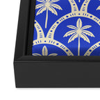 Vintage blue summer palm tree art pattern Framed Canvas Print Gallery Image 3