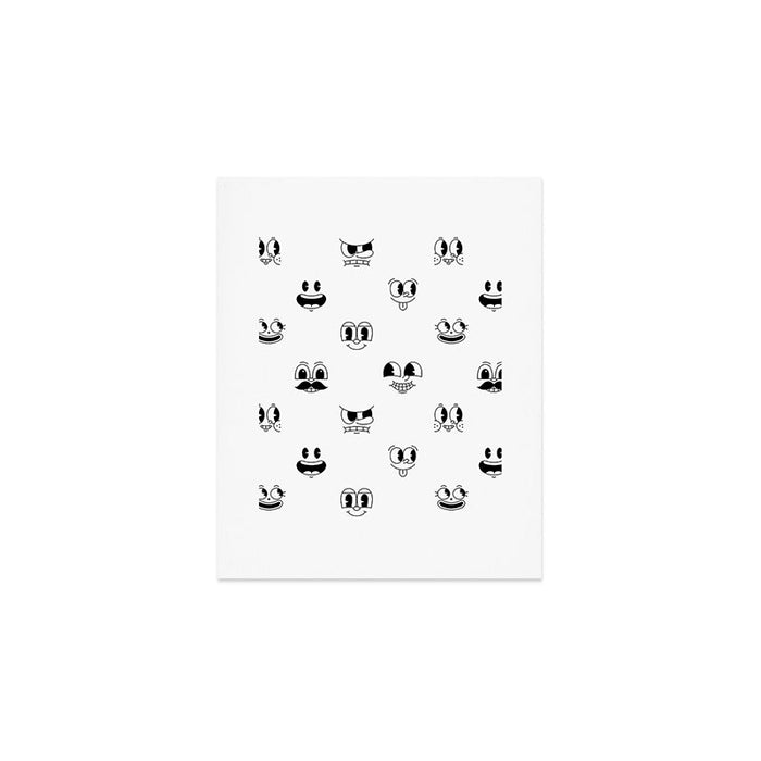Vintage cartoon mascot face doodle pattern Art Print Gallery Image 1