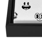 Vintage cartoon mascot face doodle pattern Framed Canvas Print Gallery Image 3