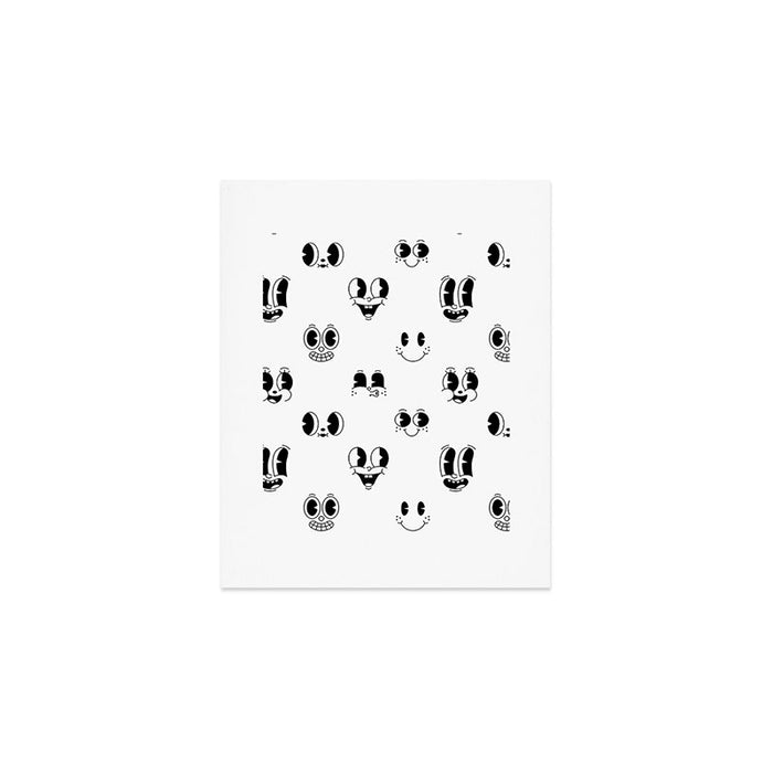 Vintage cartoon mascot face doodle pattern Art Print Gallery Image 1