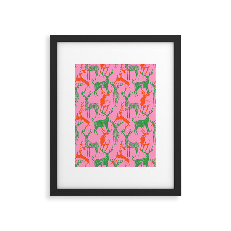 Vintage christmas deer animal art pattern Framed Art Print Gallery Image 6