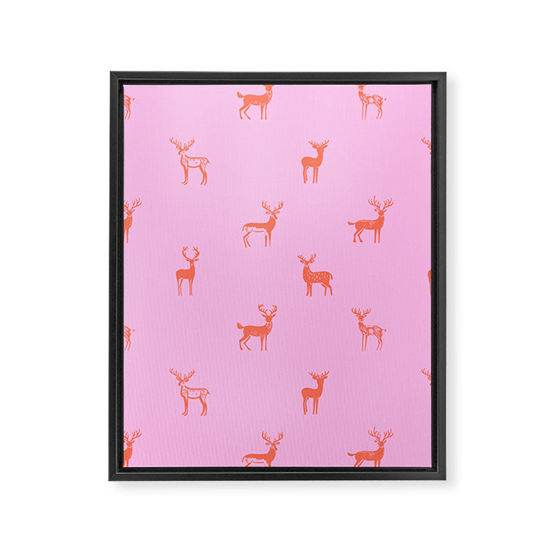Vintage christmas deer animal pattern art Framed Canvas Print Gallery Image 8