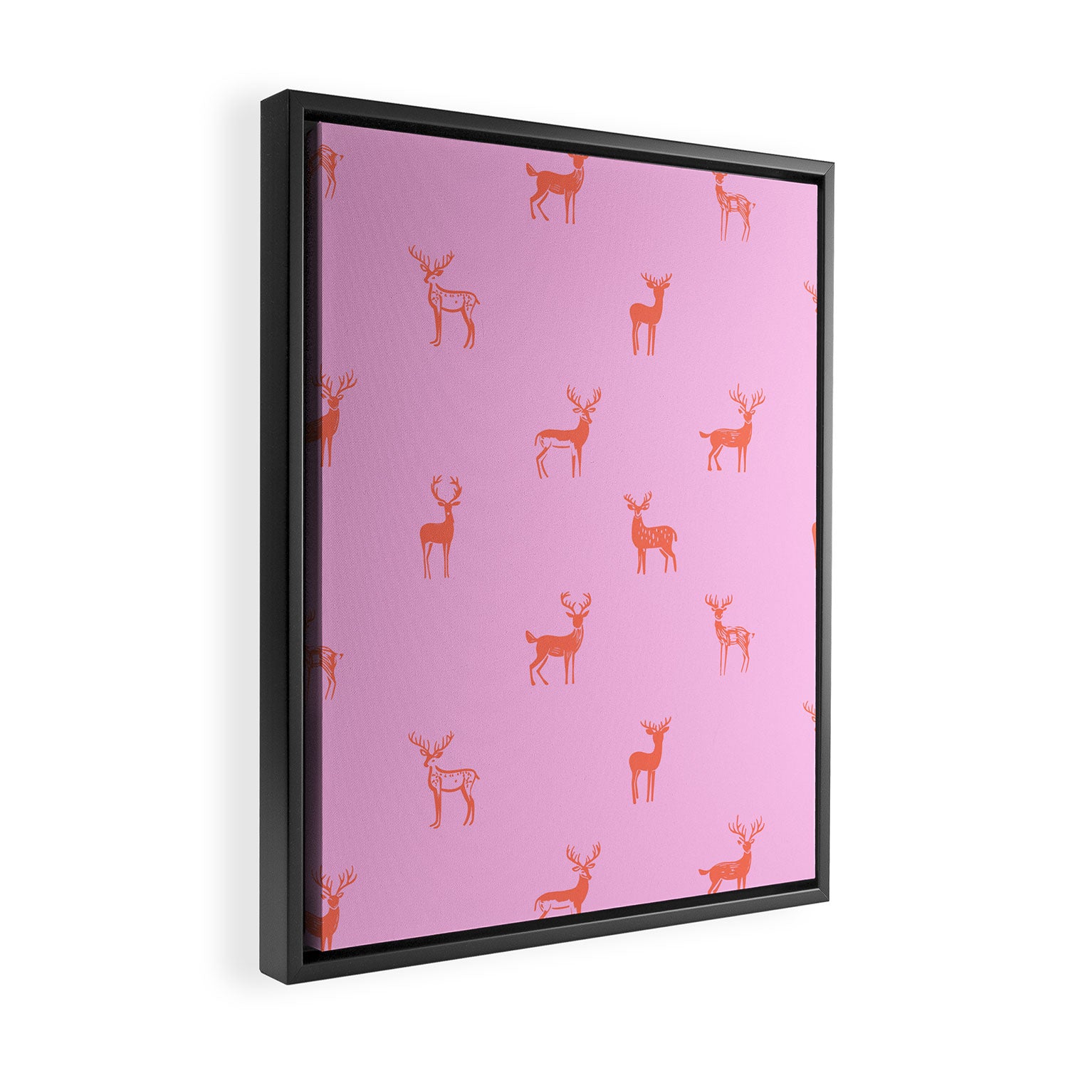 Vintage christmas deer animal pattern art Framed Canvas Print Gallery Image 2