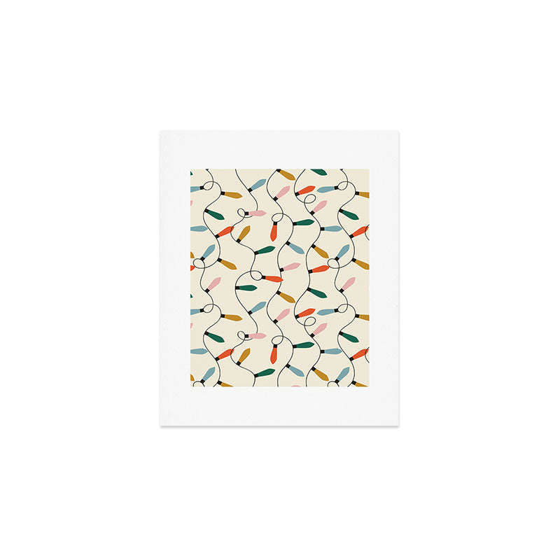 Vintage christmas lights art pattern Art Print Gallery Image 1