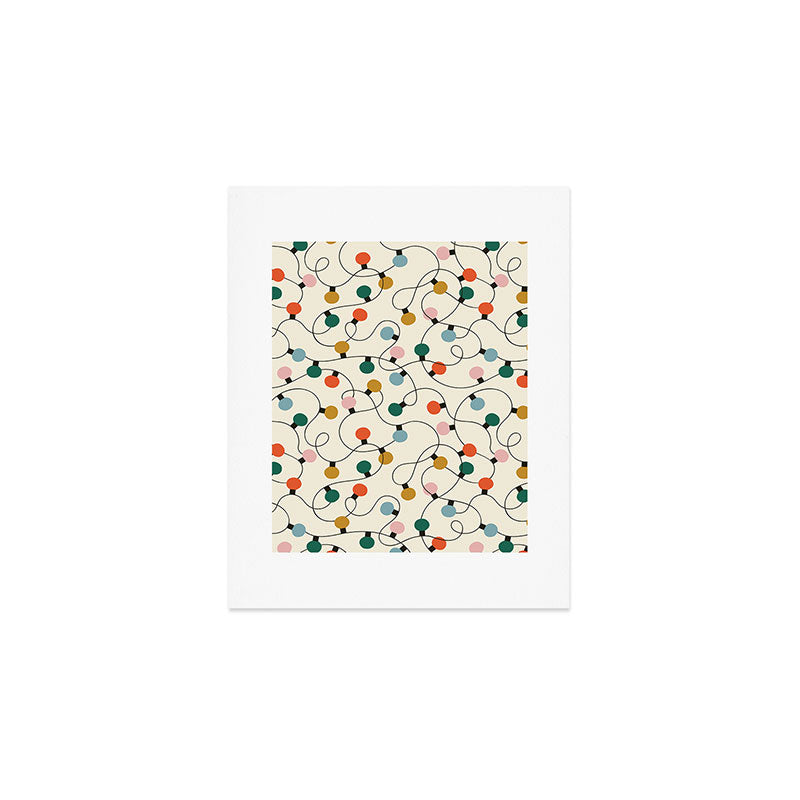 Vintage christmas lights art pattern Art Print Gallery Image 1