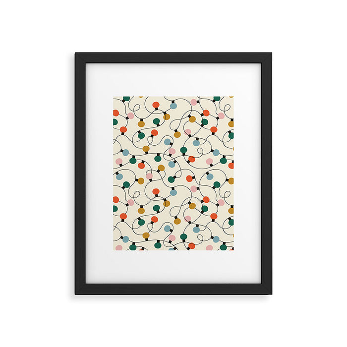 Vintage christmas lights art pattern Framed Art Print Gallery Image 1