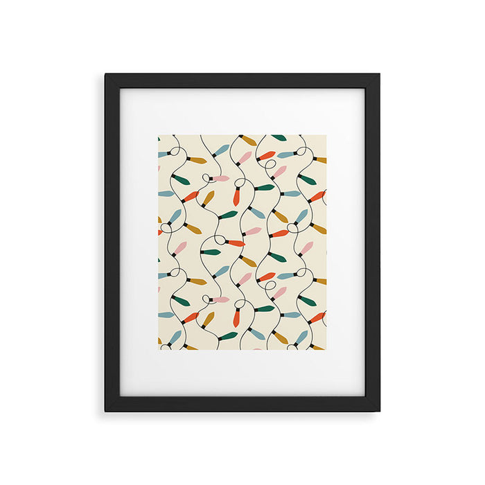 Vintage christmas lights art pattern Framed Art Print Gallery Image 1