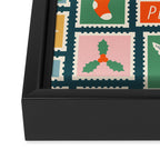 Vintage christmas postage stamp pattern Framed Canvas Print Gallery Image 3