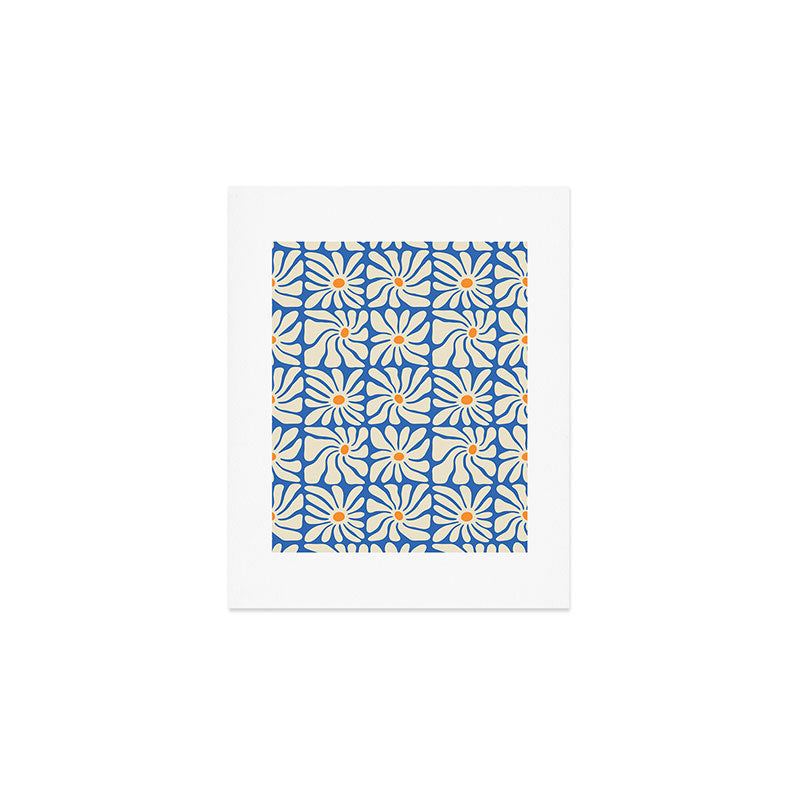 Vintage daisy flower art pattern Art Print Gallery Image 1