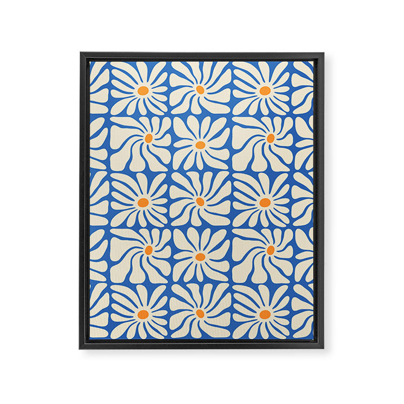 Vintage daisy flower art pattern Framed Canvas Print Gallery Image 8