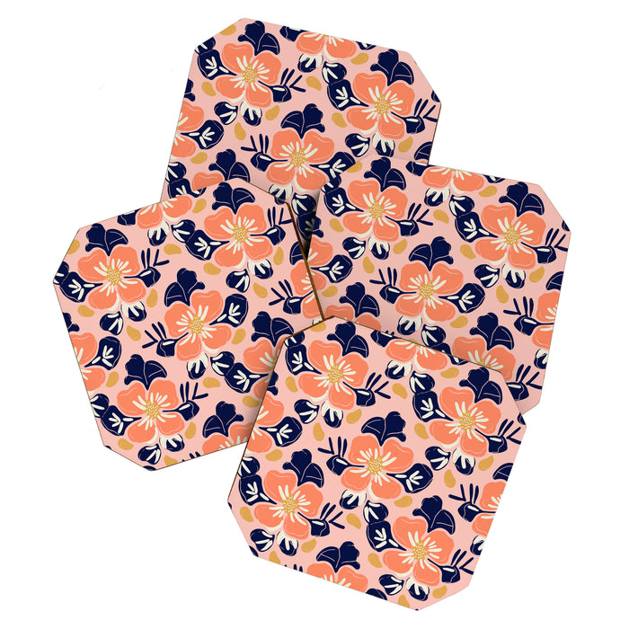 Vintage floral nature art pattern Coaster Gallery Image 1