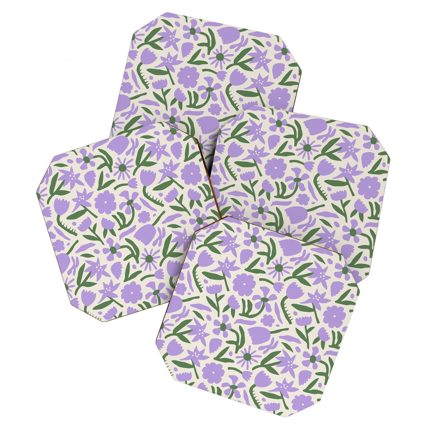 Vintage flower nature art pattern Coaster Gallery Image 1