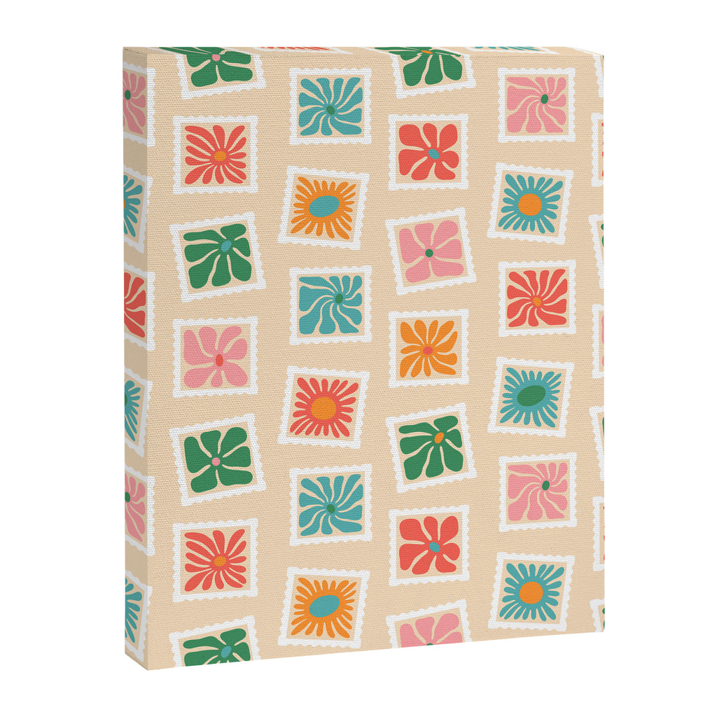 Vintage flower postage stamp pattern Canvas Print Gallery Image 8
